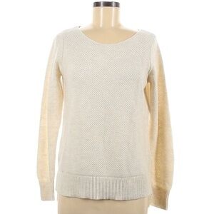 Gap size M ivory lattice weave knit long sleeve scoop neck pullover sweater